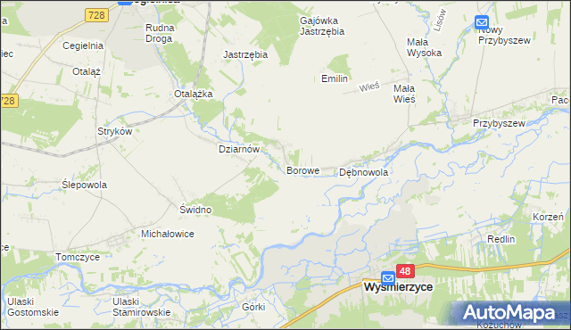 mapa Borowe gmina Mogielnica, Borowe gmina Mogielnica na mapie Targeo