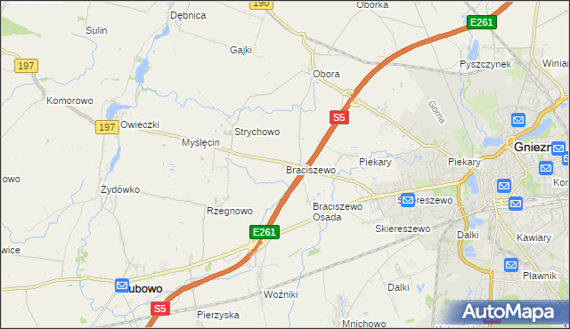 mapa Braciszewo, Braciszewo na mapie Targeo