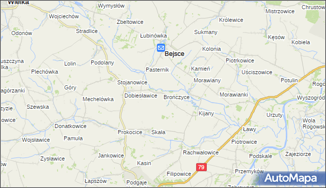 mapa Brończyce gmina Bejsce, Brończyce gmina Bejsce na mapie Targeo