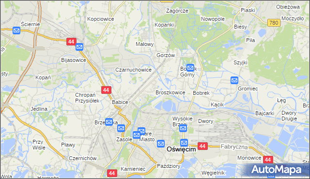 mapa Broszkowice, Broszkowice na mapie Targeo