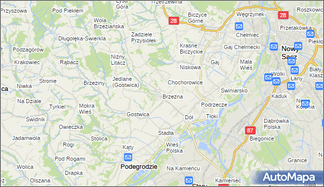 mapa Brzezna, Brzezna na mapie Targeo