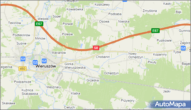 mapa Chobanin, Chobanin na mapie Targeo