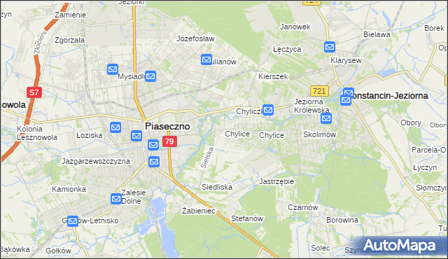 mapa Chylice gmina Piaseczno, Chylice gmina Piaseczno na mapie Targeo