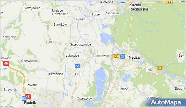 mapa Ciechowice, Ciechowice na mapie Targeo