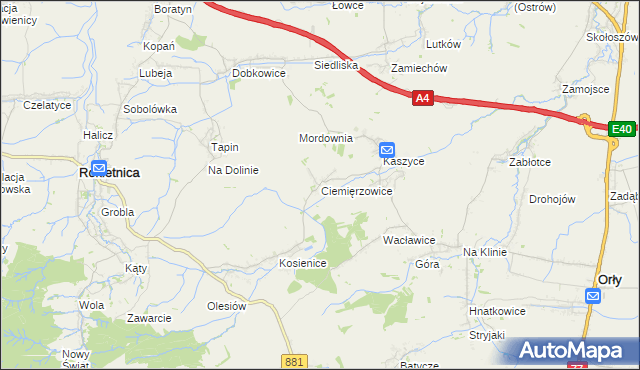 mapa Ciemięrzowice, Ciemięrzowice na mapie Targeo