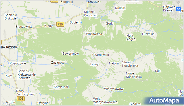 mapa Czarnowiec gmina Osieck, Czarnowiec gmina Osieck na mapie Targeo