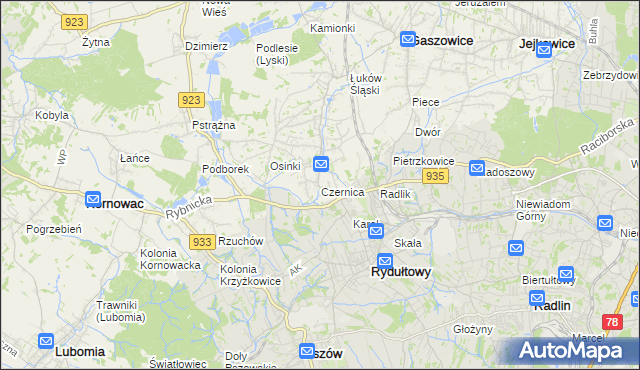 mapa Czernica gmina Gaszowice, Czernica gmina Gaszowice na mapie Targeo