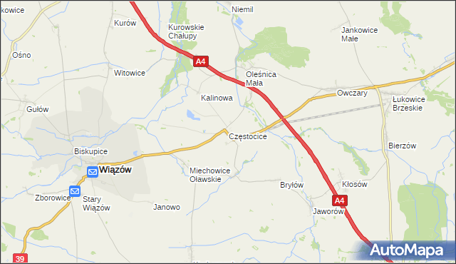 mapa Częstocice, Częstocice na mapie Targeo