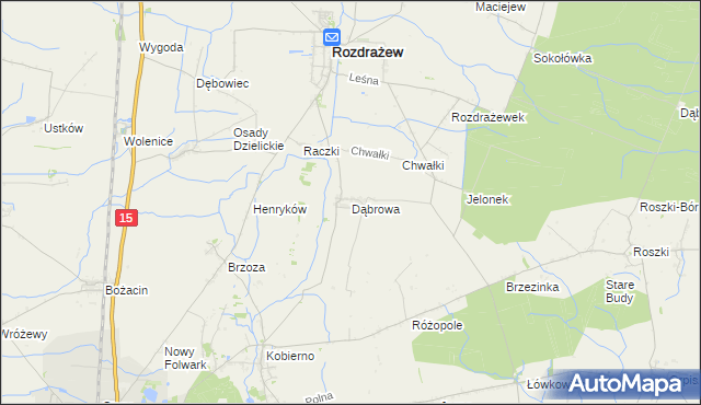 mapa Dąbrowa gmina Rozdrażew, Dąbrowa gmina Rozdrażew na mapie Targeo
