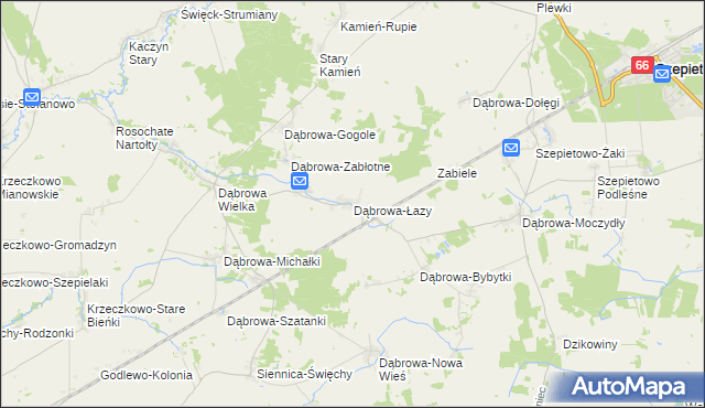 mapa Dąbrowa-Łazy gmina Szepietowo, Dąbrowa-Łazy gmina Szepietowo na mapie Targeo