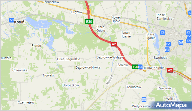 mapa Dąbrówka-Wyłazy, Dąbrówka-Wyłazy na mapie Targeo