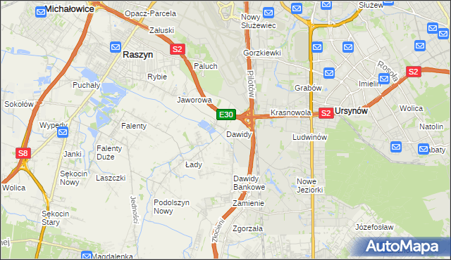 mapa Dawidy gmina Raszyn, Dawidy gmina Raszyn na mapie Targeo