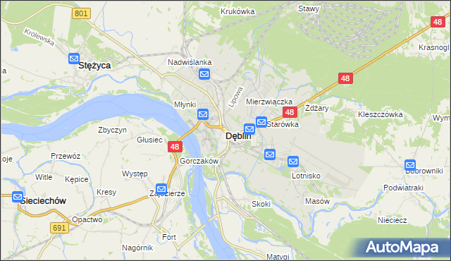 mapa Dęblin, Dęblin na mapie Targeo