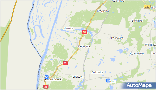 mapa Dębogóra gmina Widuchowa, Dębogóra gmina Widuchowa na mapie Targeo