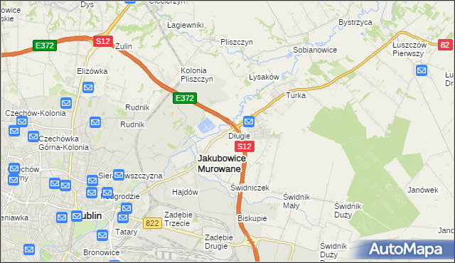 mapa Długie gmina Wólka, Długie gmina Wólka na mapie Targeo