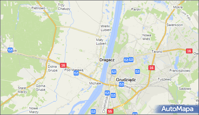 mapa Dragacz, Dragacz na mapie Targeo