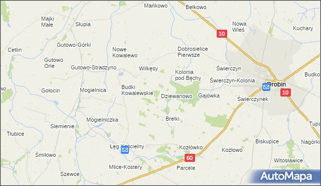 mapa Dziewanowo, Dziewanowo na mapie Targeo