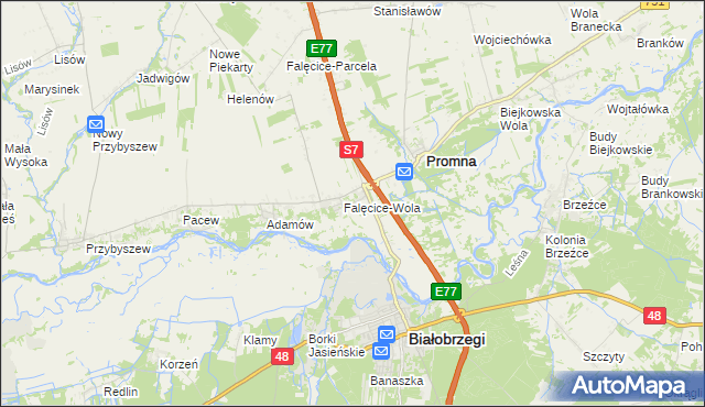 mapa Falęcice, Falęcice na mapie Targeo