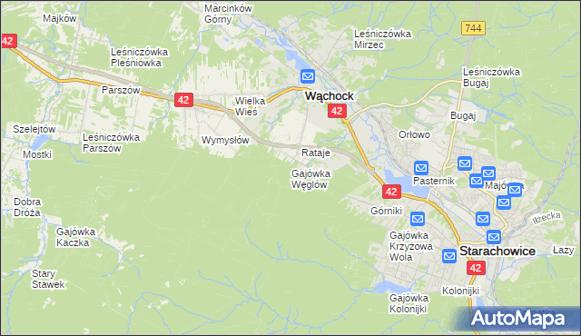 mapa Gajówka Węglów, Gajówka Węglów na mapie Targeo