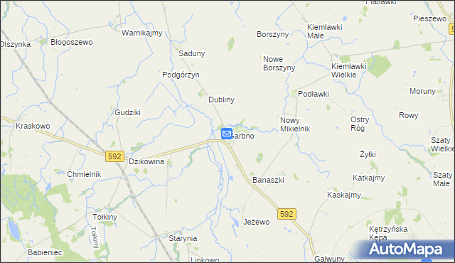 mapa Garbno gmina Korsze, Garbno gmina Korsze na mapie Targeo
