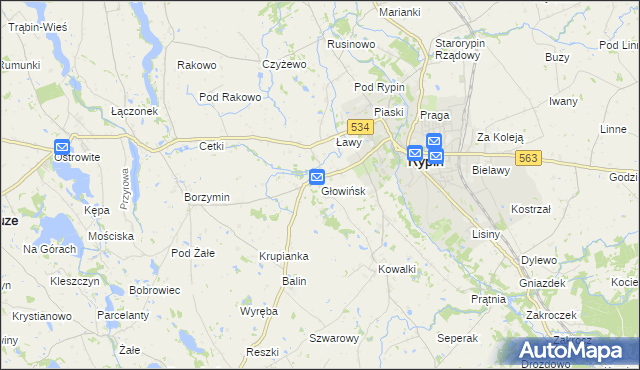 mapa Głowińsk, Głowińsk na mapie Targeo