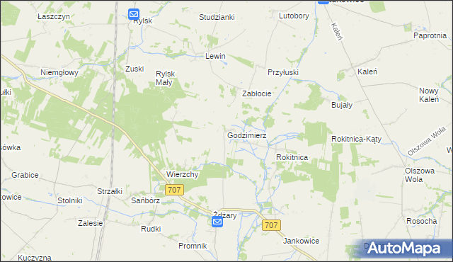 mapa Godzimierz gmina Nowe Miasto nad Pilicą, Godzimierz gmina Nowe Miasto nad Pilicą na mapie Targeo