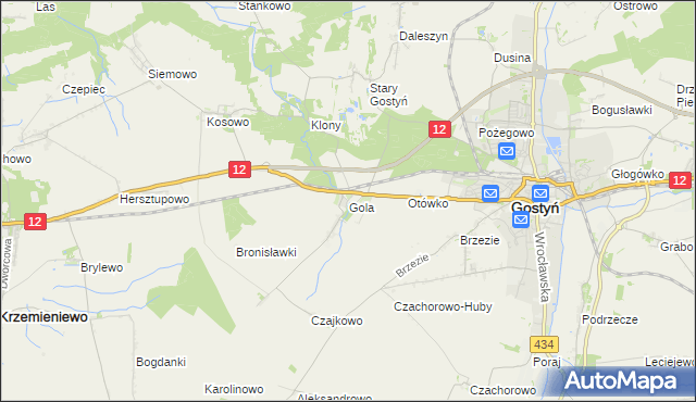 mapa Gola gmina Gostyń, Gola gmina Gostyń na mapie Targeo