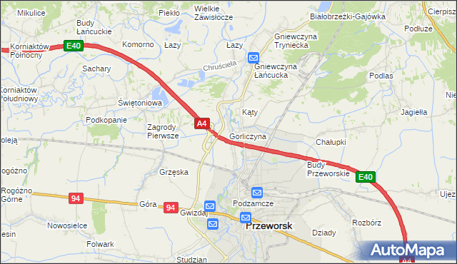 mapa Gorliczyna, Gorliczyna na mapie Targeo