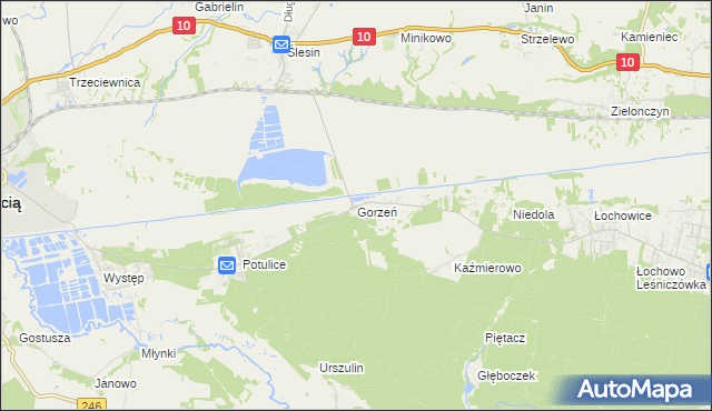mapa Gorzeń gmina Nakło nad Notecią, Gorzeń gmina Nakło nad Notecią na mapie Targeo