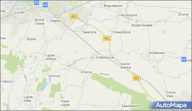 mapa Gręboszyce, Gręboszyce na mapie Targeo