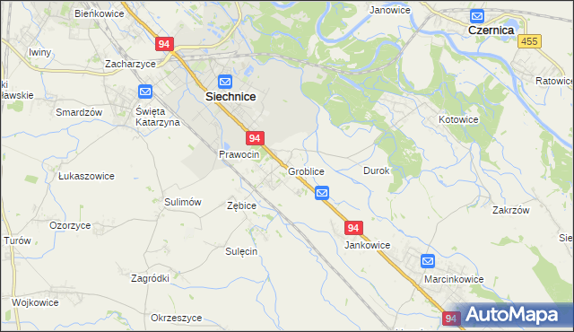 mapa Groblice, Groblice na mapie Targeo