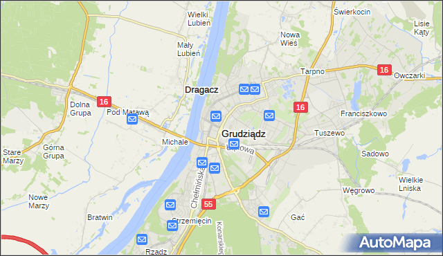 mapa Grudziądza, Grudziądz na mapie Targeo