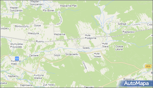 mapa Huta Krzeszowska, Huta Krzeszowska na mapie Targeo