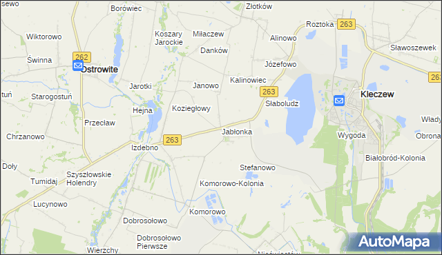 mapa Jabłonka gmina Kleczew, Jabłonka gmina Kleczew na mapie Targeo
