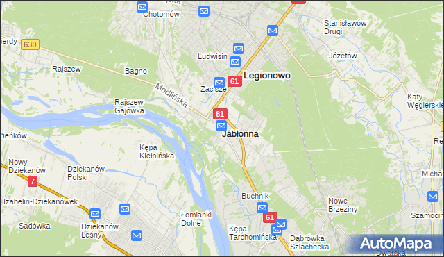 mapa Jabłonna powiat legionowski, Jabłonna powiat legionowski na mapie Targeo