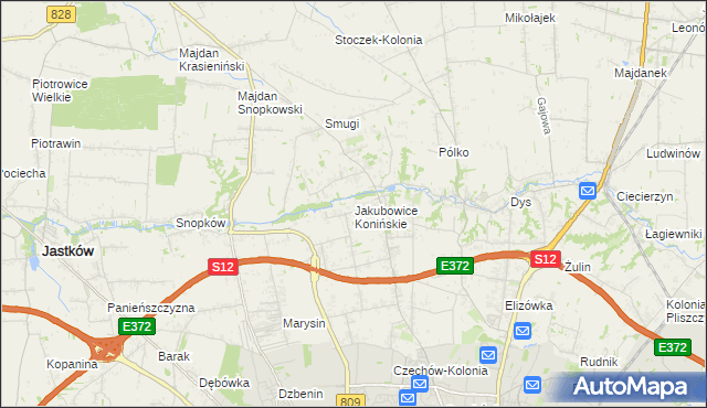 mapa Jakubowice Konińskie, Jakubowice Konińskie na mapie Targeo