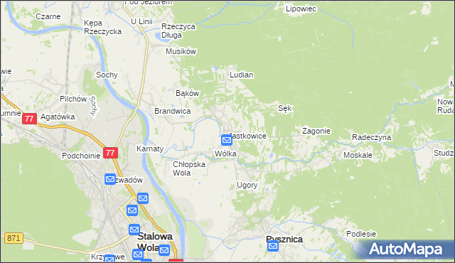 mapa Jastkowice, Jastkowice na mapie Targeo