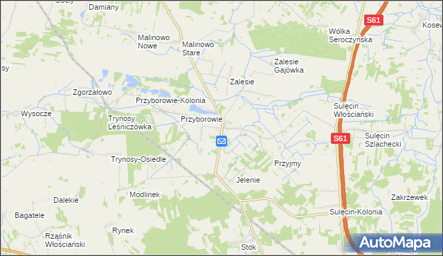 mapa Jelonki gmina Ostrów Mazowiecka, Jelonki gmina Ostrów Mazowiecka na mapie Targeo