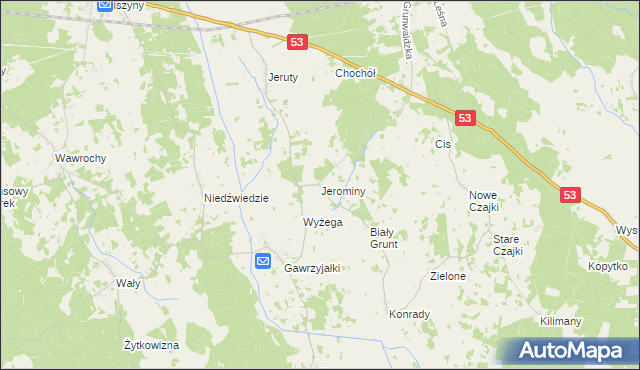 mapa Jerominy, Jerominy na mapie Targeo