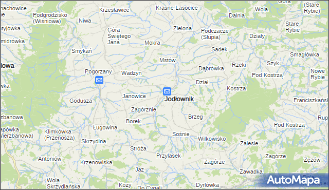 mapa Jodłownik, Jodłownik na mapie Targeo