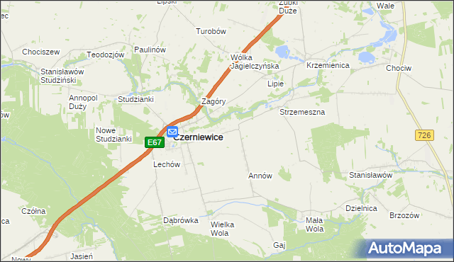 mapa Józefów gmina Czerniewice, Józefów gmina Czerniewice na mapie Targeo