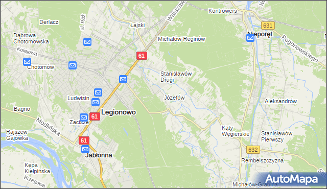 mapa Józefów gmina Nieporęt, Józefów gmina Nieporęt na mapie Targeo