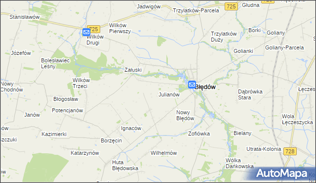 mapa Julianów gmina Błędów, Julianów gmina Błędów na mapie Targeo
