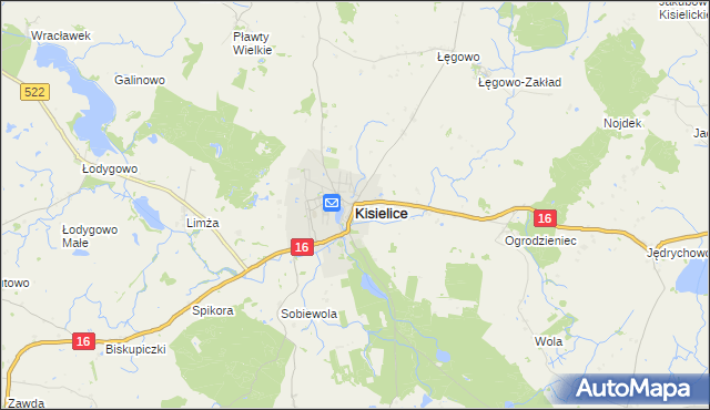 mapa Kisielice, Kisielice na mapie Targeo