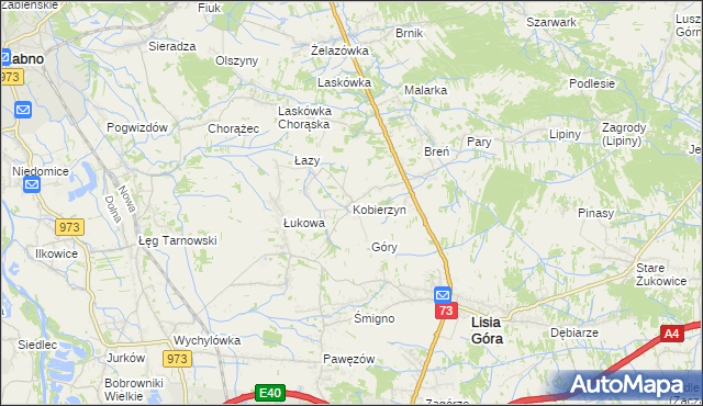 mapa Kobierzyn gmina Lisia Góra, Kobierzyn gmina Lisia Góra na mapie Targeo