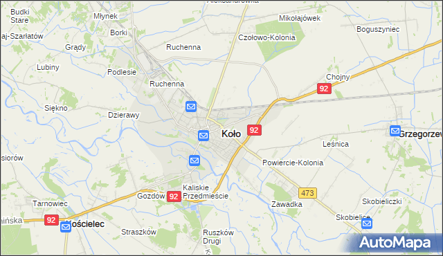 mapa Koło, Koło na mapie Targeo