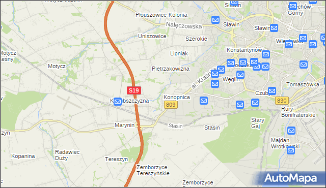 mapa Konopnica powiat lubelski, Konopnica powiat lubelski na mapie Targeo