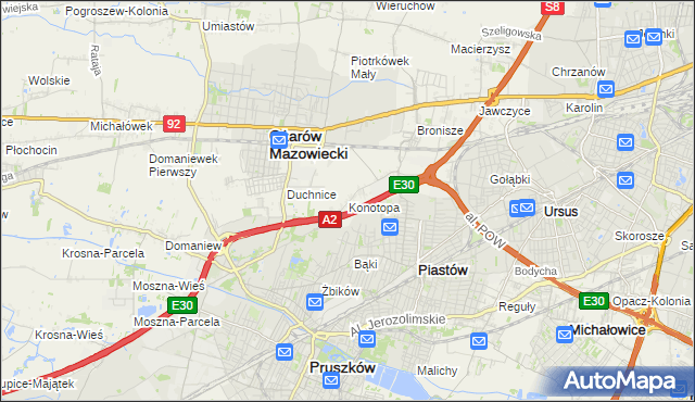mapa Konotopa gmina Ożarów Mazowiecki, Konotopa gmina Ożarów Mazowiecki na mapie Targeo