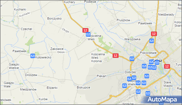 mapa Kościelna Wieś Kolonia, Kościelna Wieś Kolonia na mapie Targeo