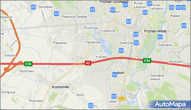 mapa Kotowo gmina Poznań, Kotowo gmina Poznań na mapie Targeo